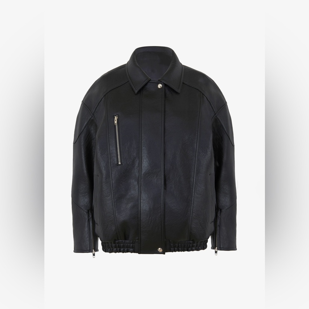 NEW The Frankie Shop ENORA FAUX LEATHER JACKET - BLACK - Picture 3 of 16